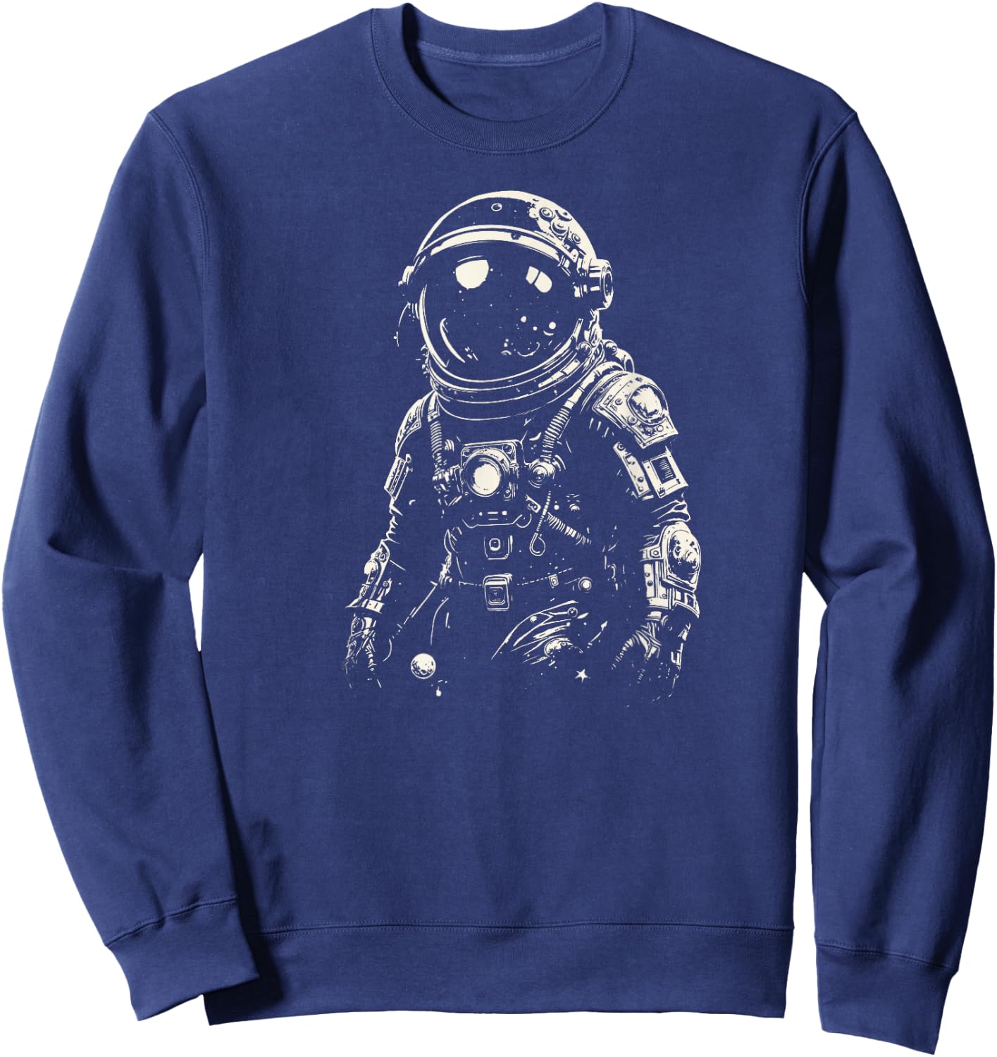 Vintage Black & White Astronaut - Retro Aesthetics Space Sweatshirt - Sweatshirt | Navy