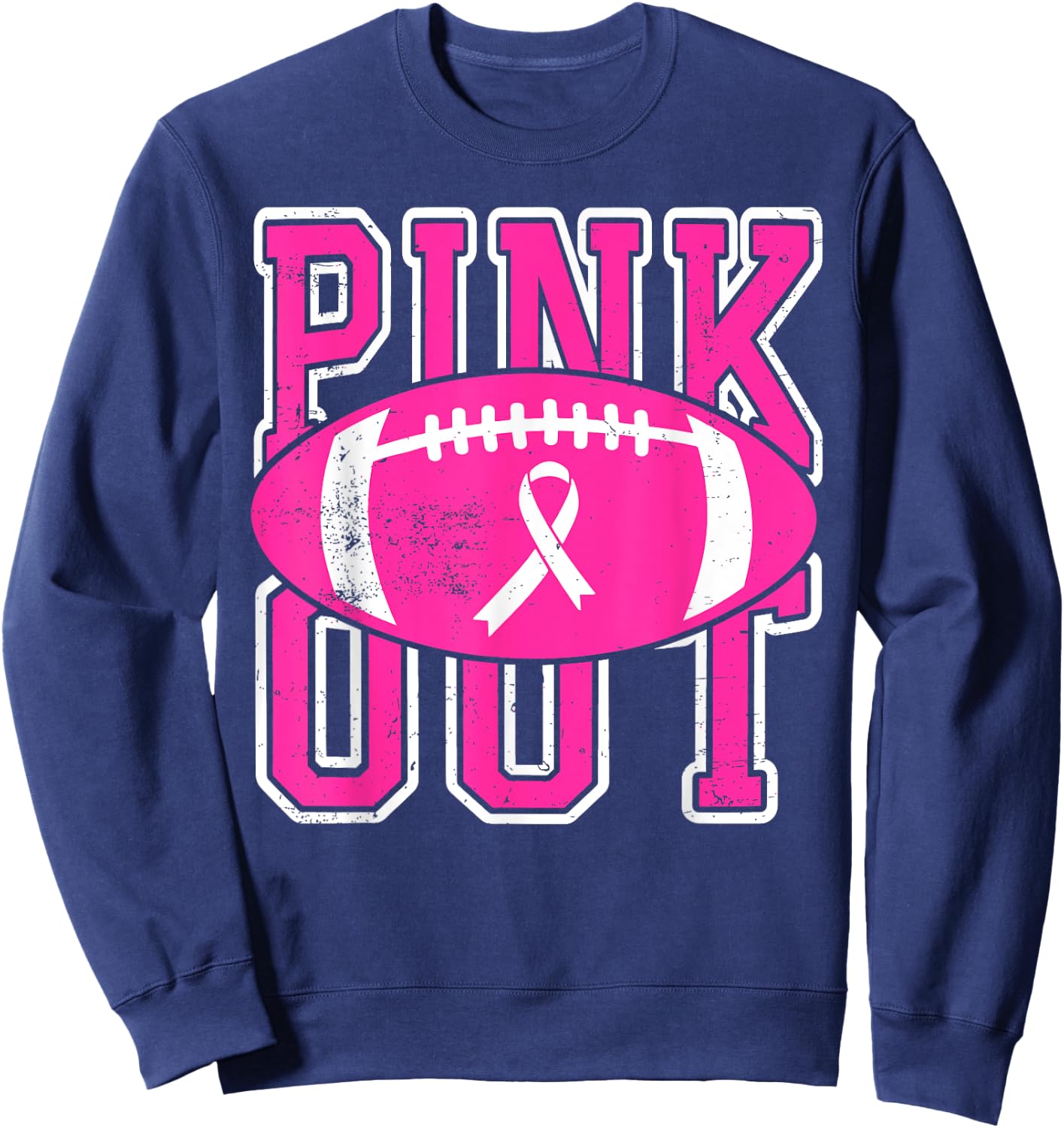 Pink Out American Football Tackle Breast Cancer Awareness Sweatshirt - Sweatshirt | Navy