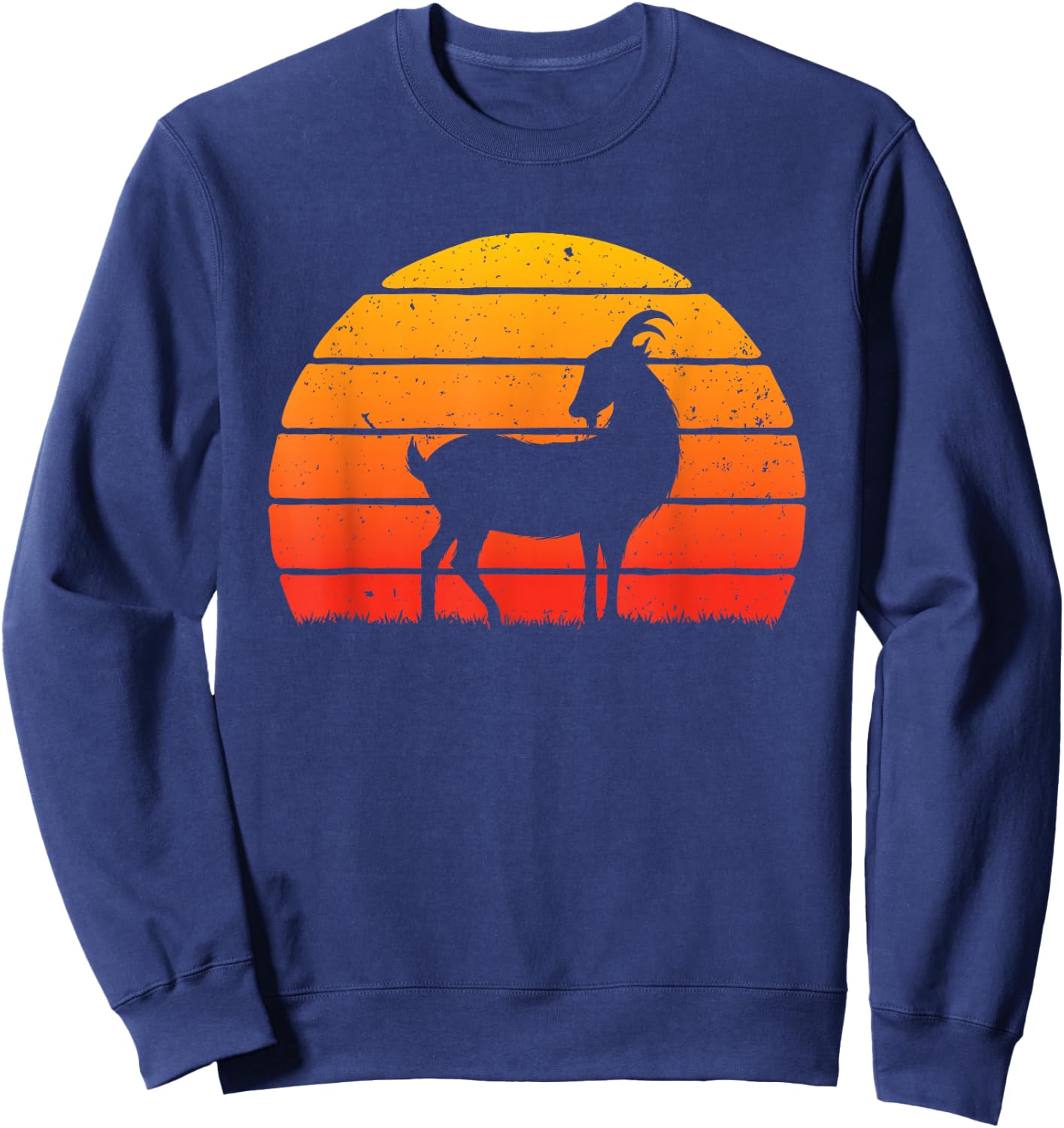 Retro Sunset Goat - Farm Animal Lover Farming Farm Rancher Sweatshirt - Sweatshirt | Navy