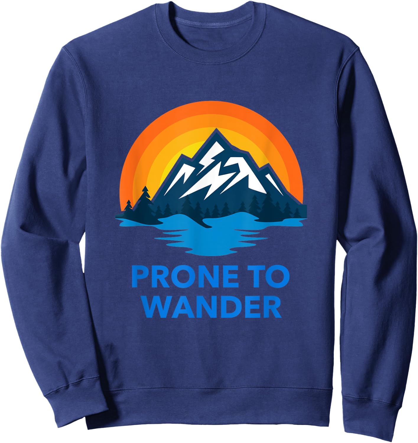Prone To Wander Shirt Travel Hiking Camping Retro Sunset Sweatshirt - Sweatshirt | Navy