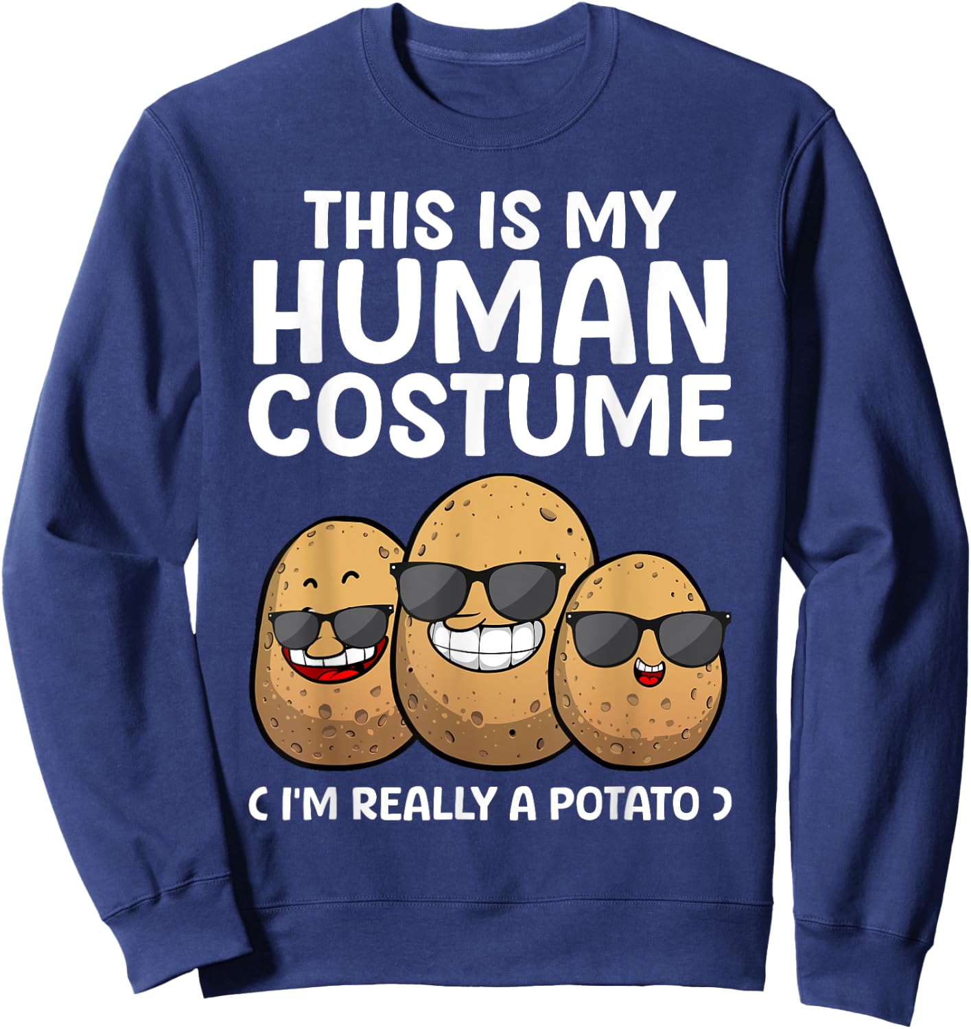 Funny Potato Costume Women Kids Adult Potato Novelty Sweatshirt - Sweatshirt | Navy