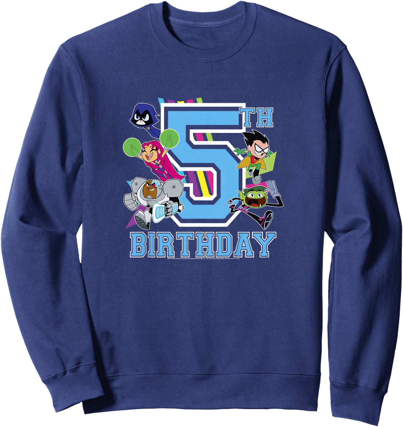 Kids DC Comics Teen Titans Go! 5th Birthday Group Shot Youth Sweatshirt - Sweatshirt | Navy