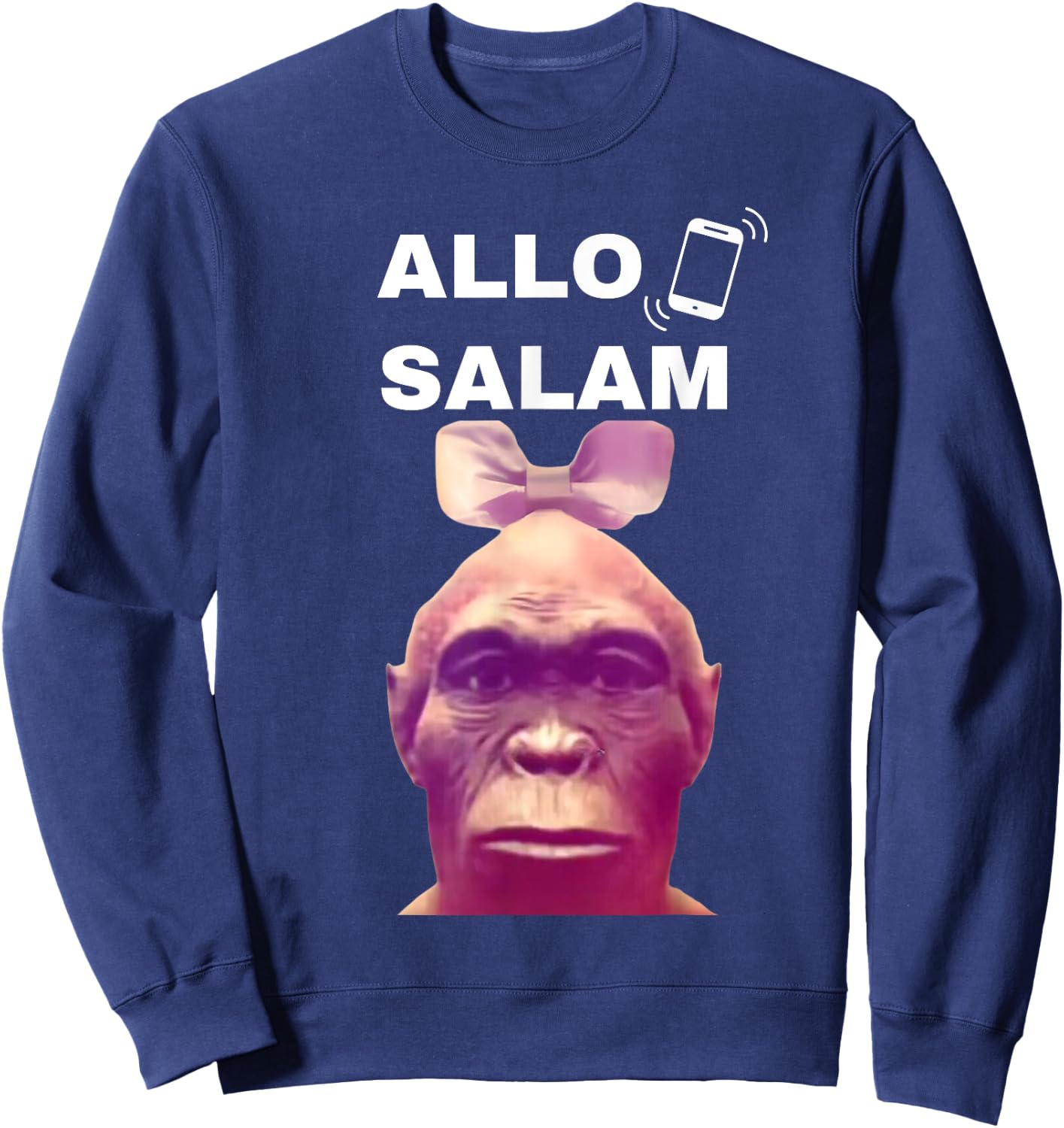 Allo salam same monkey for college students salem bassem Sweatshirt - Sweatshirt | Navy