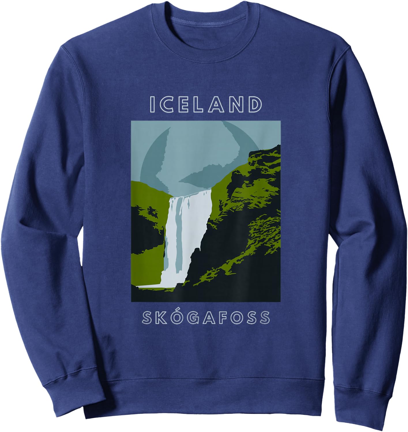 Iceland Skogafoss Waterfall Travel Sweatshirt - Sweatshirt | Navy