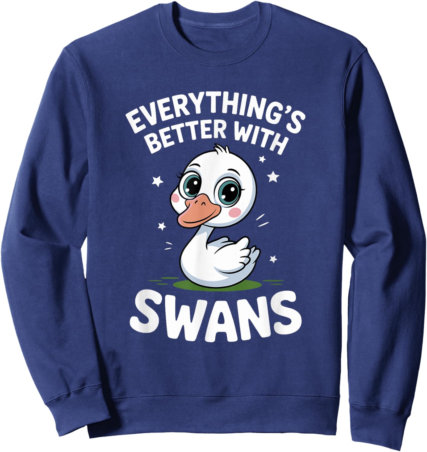 Cute Swan Lover Adults or Kids Boys Girls Swans Sweatshirt - Sweatshirt | Navy