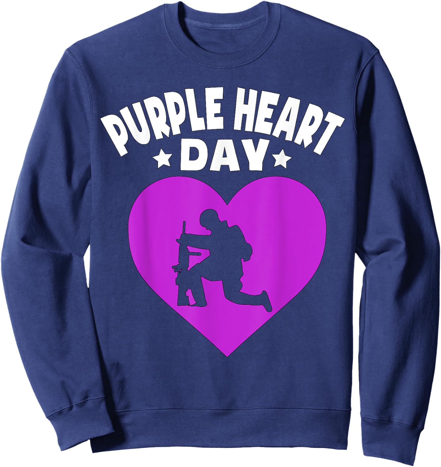 Purple Heart Day Shirt Military Veterans Purple Heart Sweatshirt - Sweatshirt | Navy