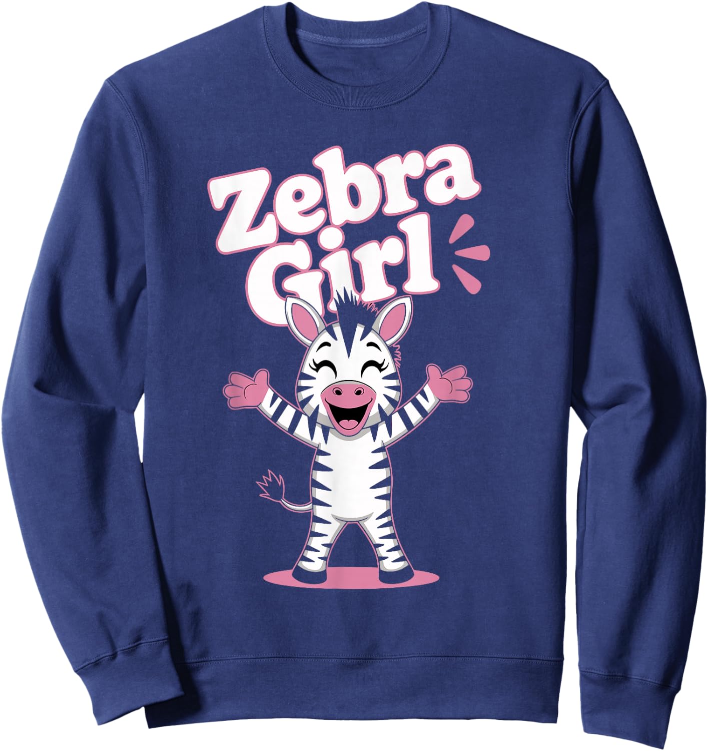 Zebra Girl | Childrens Zebras Product Youth Kids Girls Zebra Sweatshirt - Sweatshirt | Navy