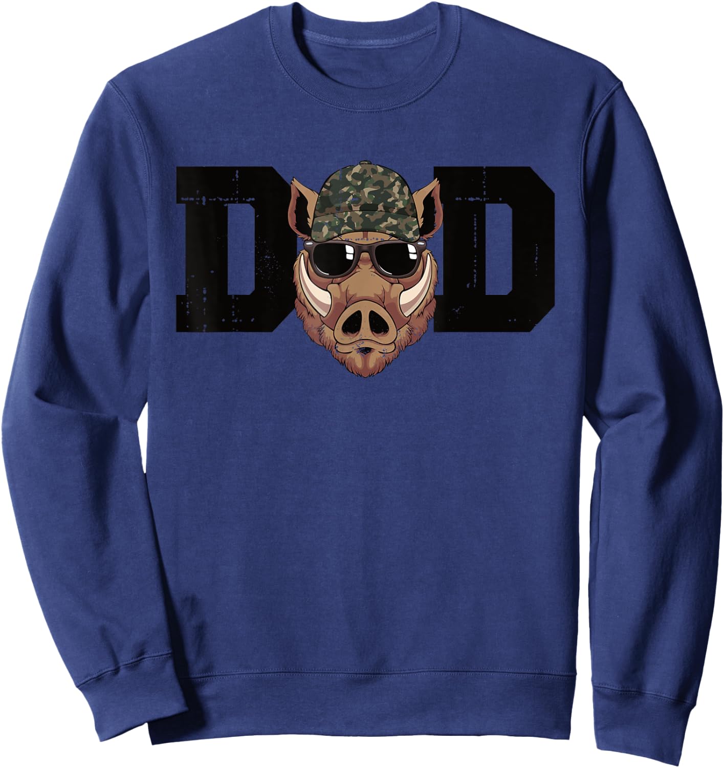 Men Dad Boar Hunter Father's Day Boar Hunting Dad Sweatshirt - Sweatshirt | Navy