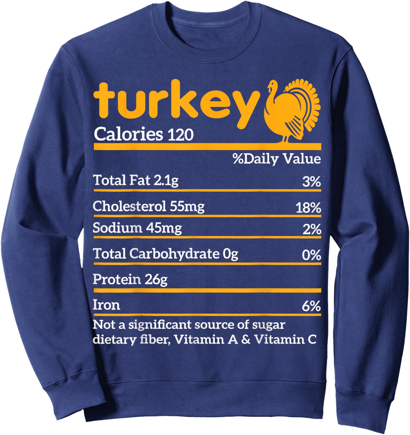 Turkey Nutrition Facts Funny Thanksgiving food Sweatshirt - Sweatshirt | Navy