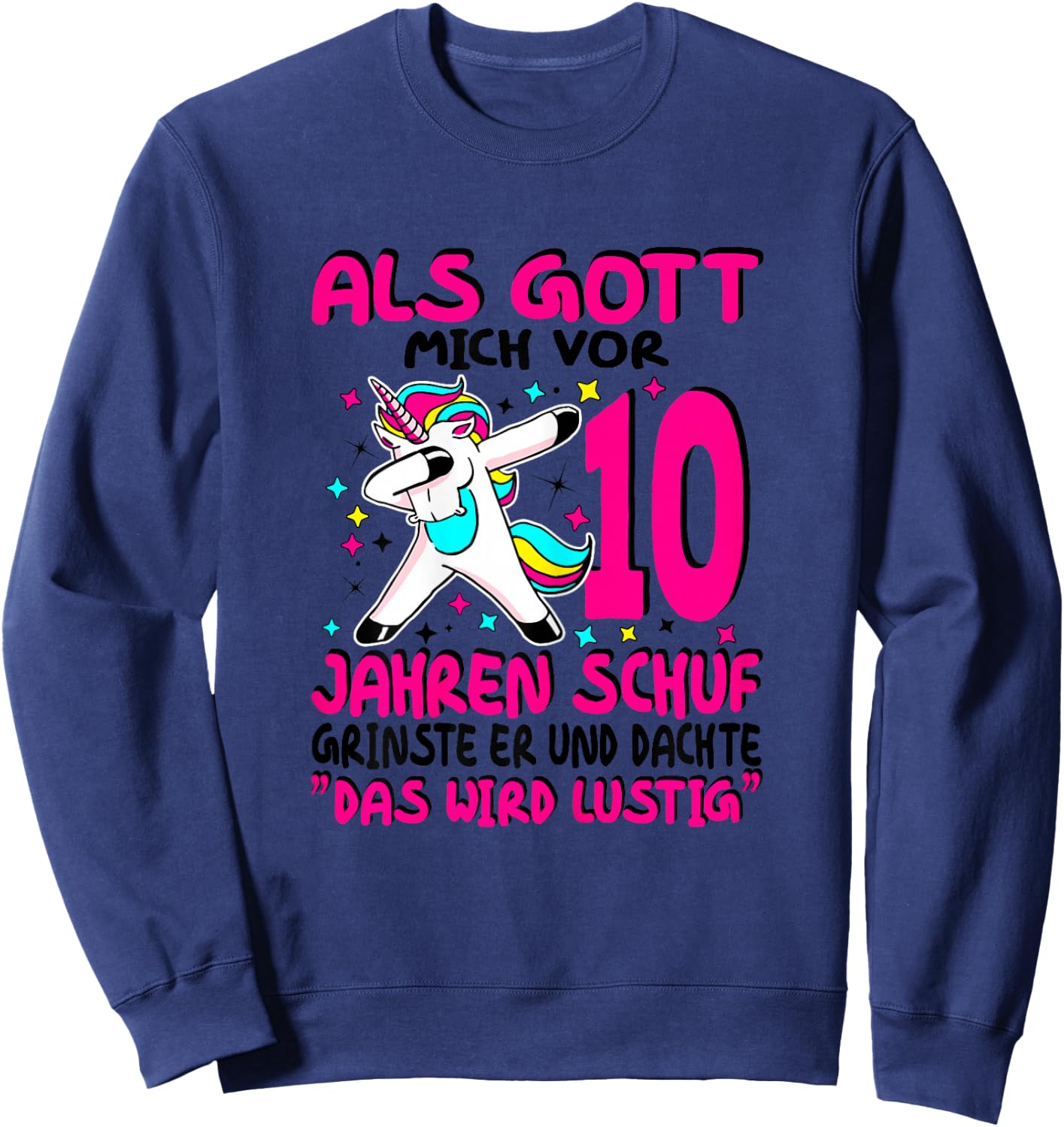 Girls 10 Years 10 Year Old 10 Birthday , White Sweatshirt - Sweatshirt | Navy
