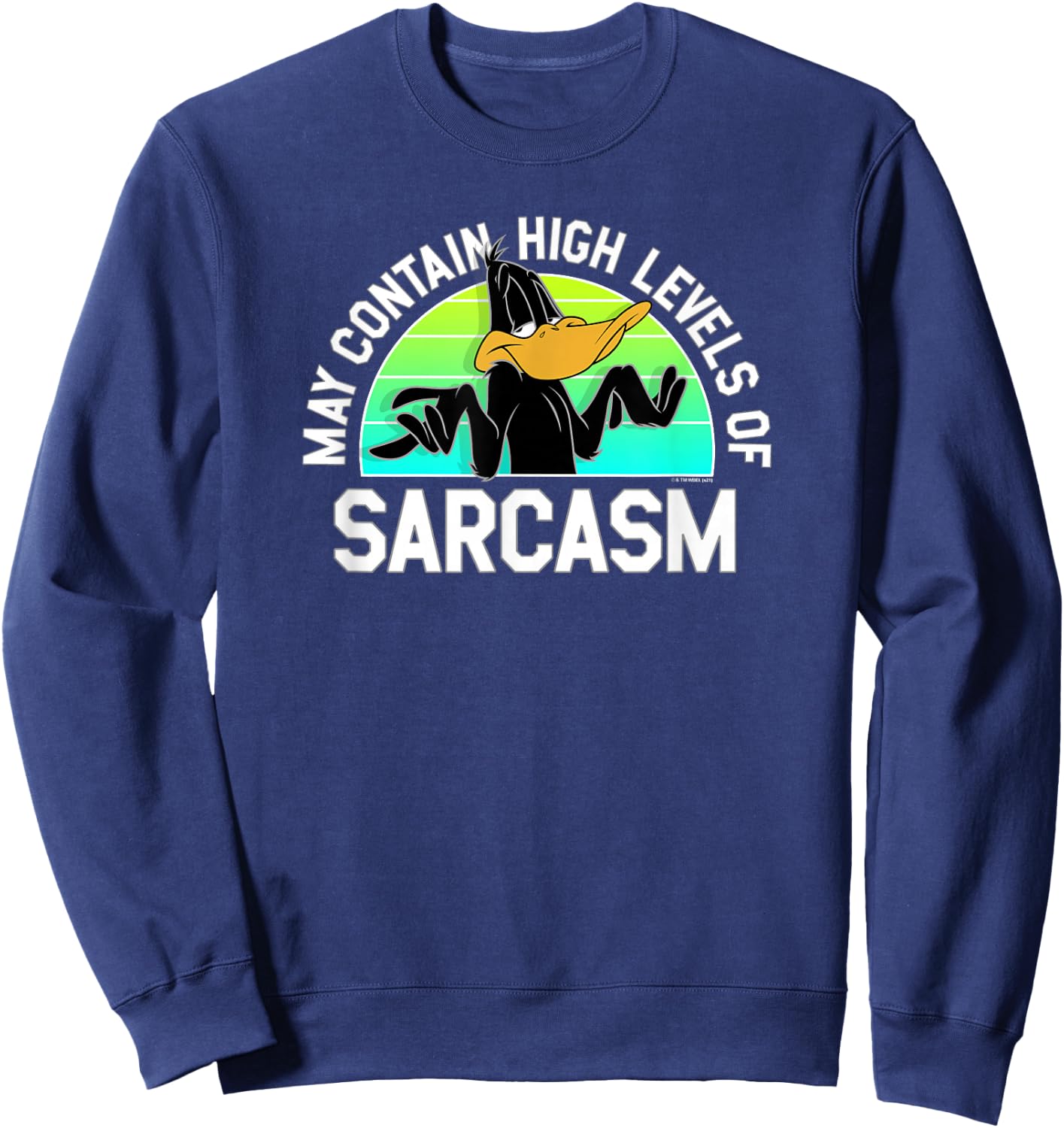 Looney Tunes Daffy Duck Contains High Levels of Sarcasm Sweatshirt - Sweatshirt | Navy