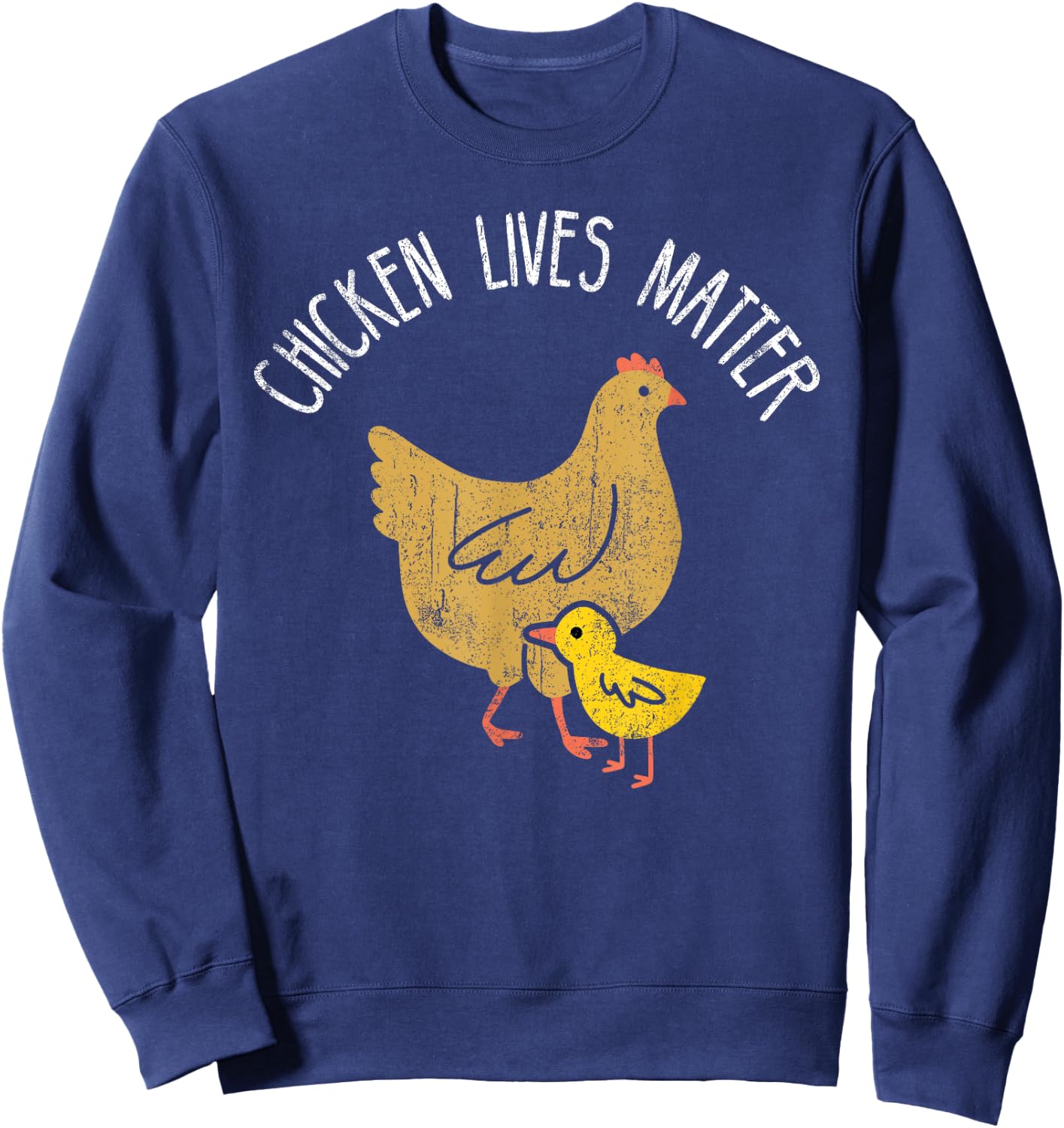 Chicken lives matter cute chicken mom with baby vintage look Sweatshirt - Sweatshirt | Navy
