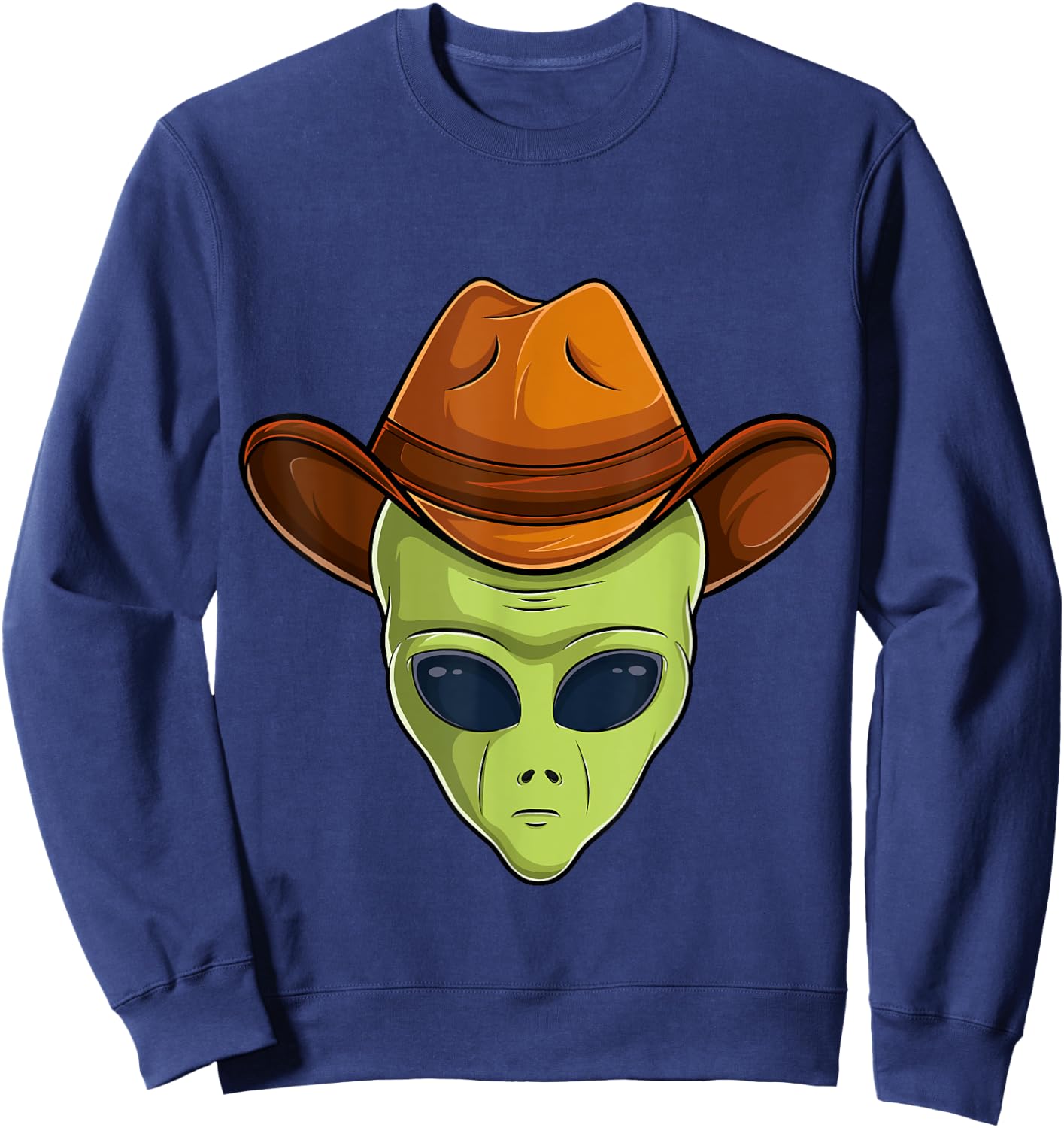 alien face cowboy hat costume Halloween kids UFO cosplay men Sweatshirt - Sweatshirt | Navy