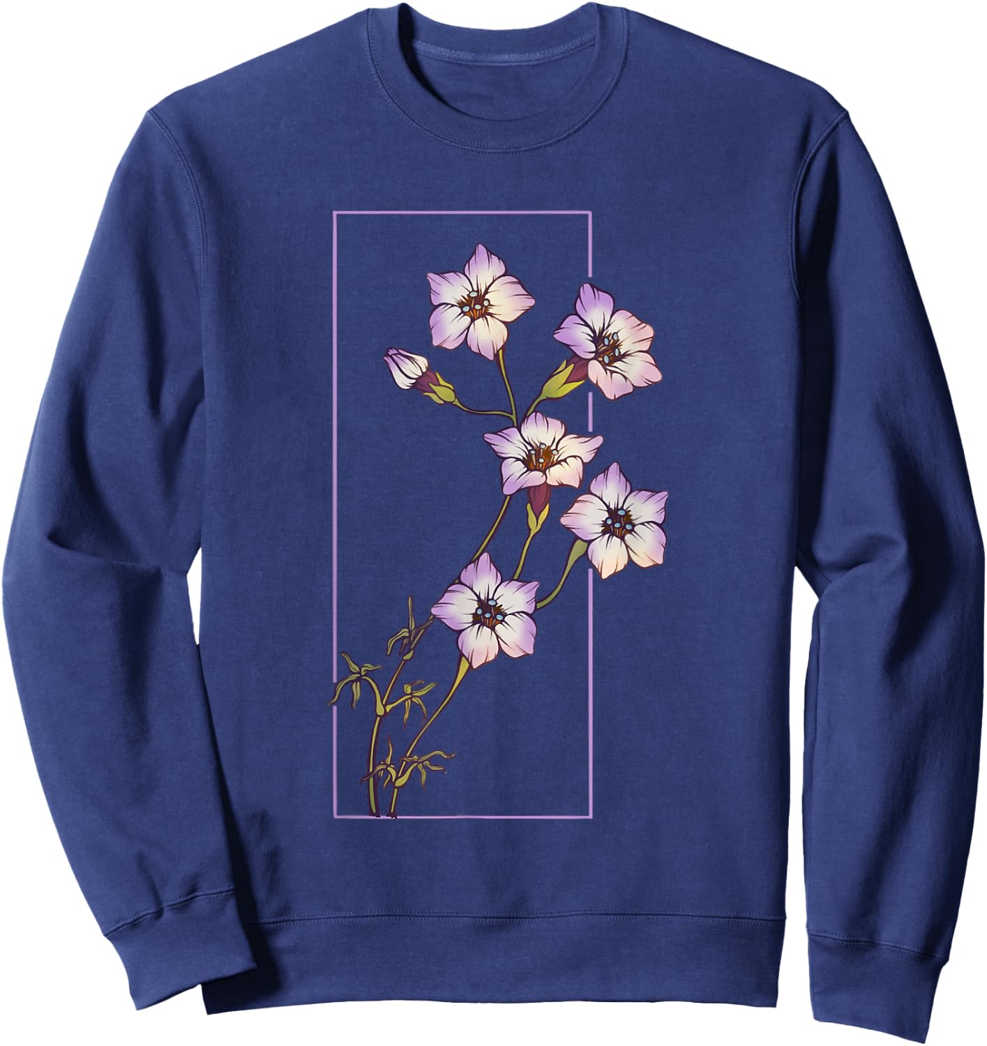 Floral Flower Bird's Eyes Gilia Tricolor Wildflower Sweatshirt - Sweatshirt | Navy