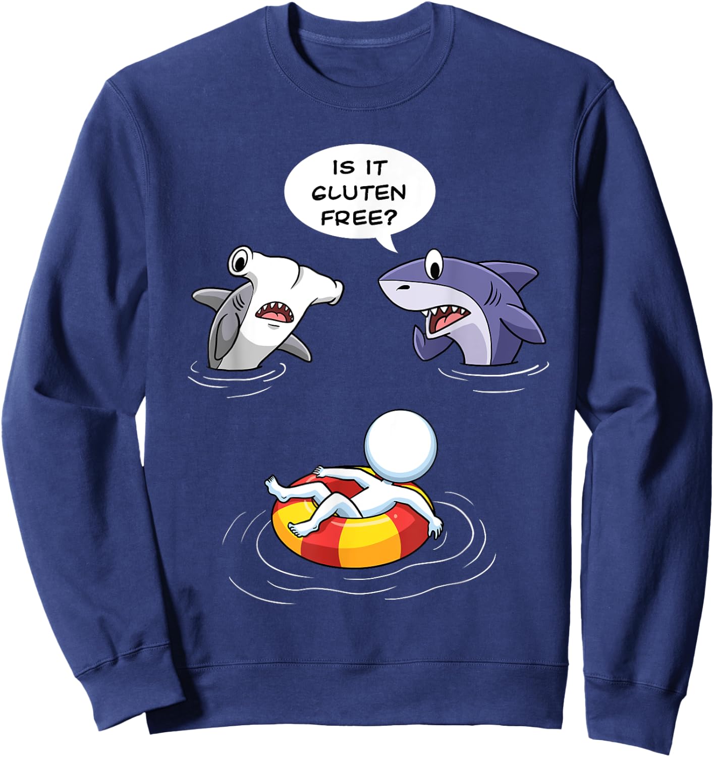Is it Gluten Free Funny Shark Gluten Allergy Celiac Disease Sweatshirt - Sweatshirt | Navy