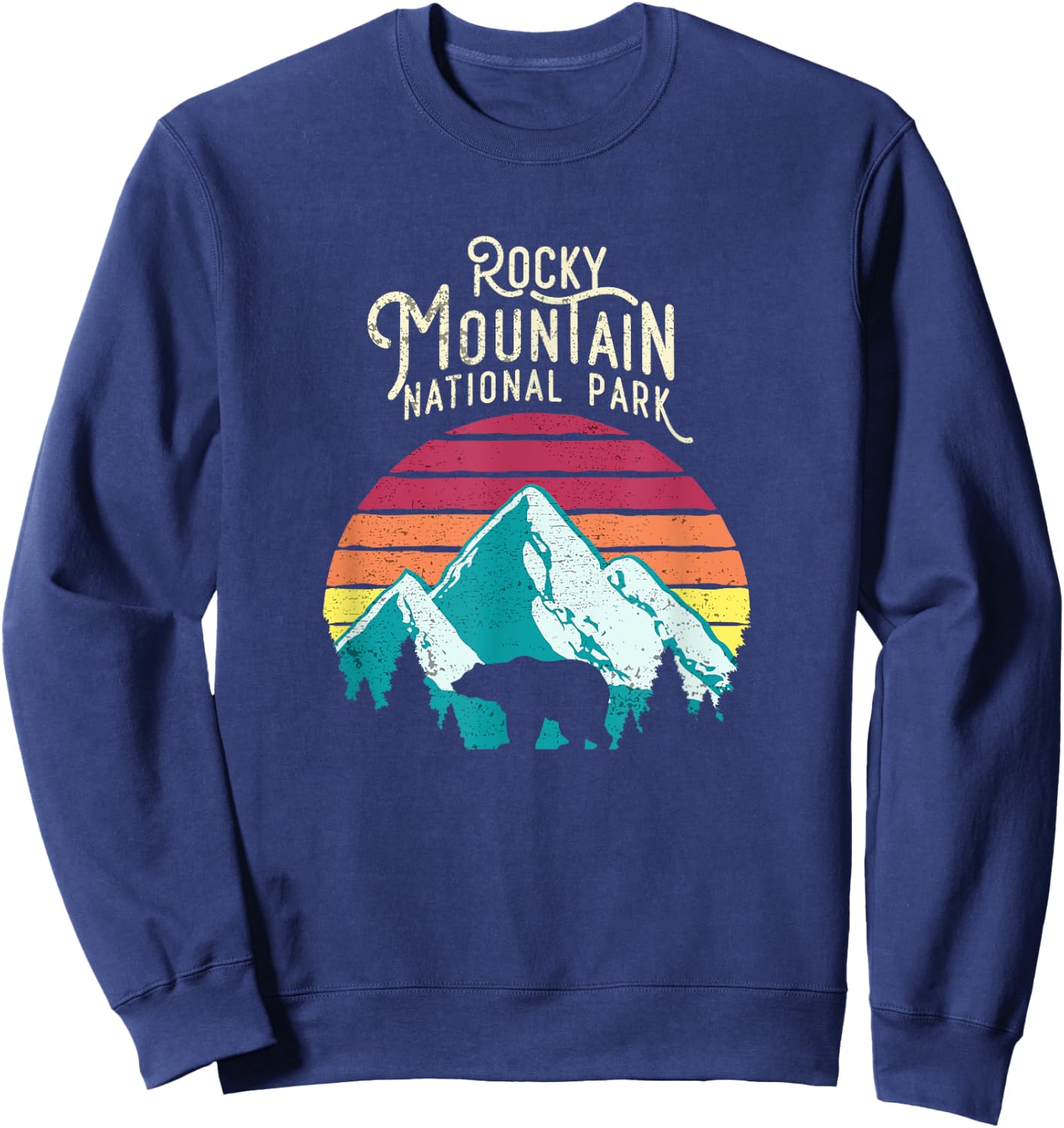 Retro Rocky Mountain National Park Colorado Bear Sweatshirt - Sweatshirt | Navy