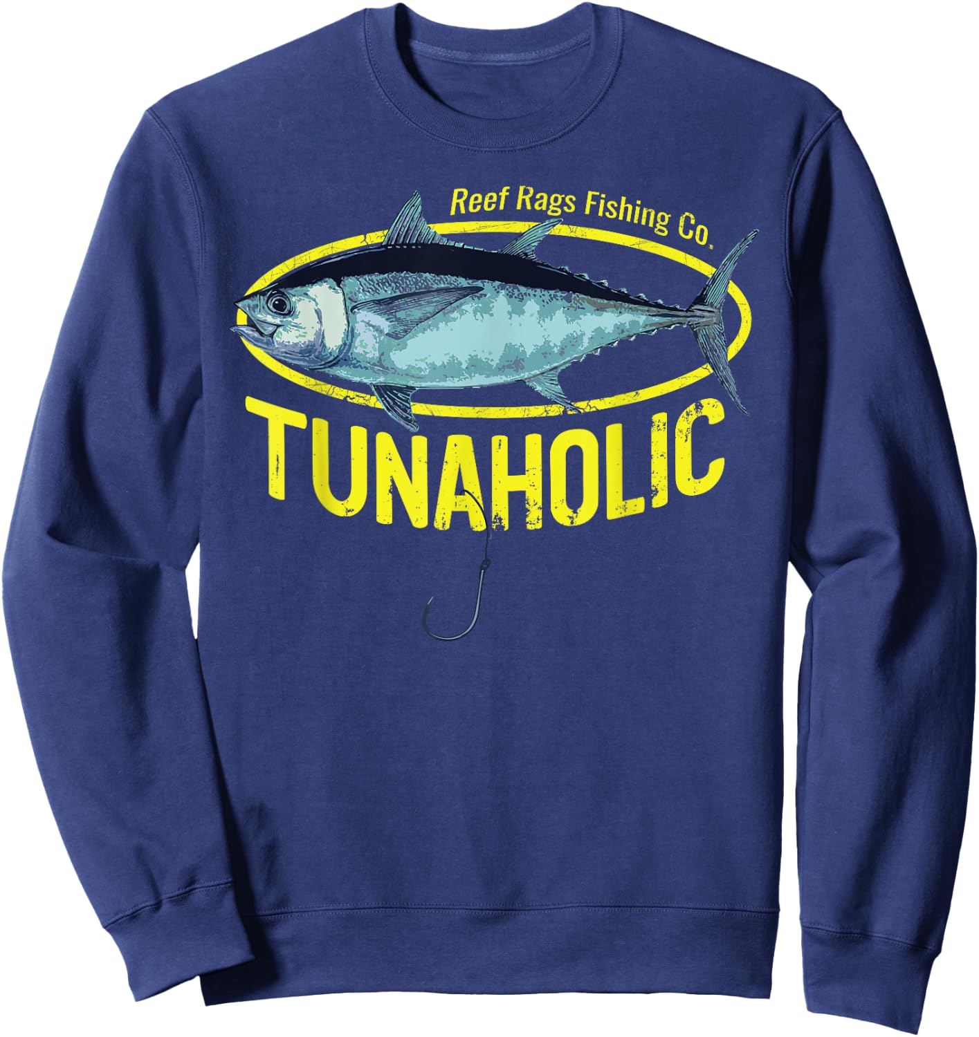 Reef Rags Tunaholic Deep Sea Saltwater Tuna Fishing Sweatshirt - Sweatshirt | Navy