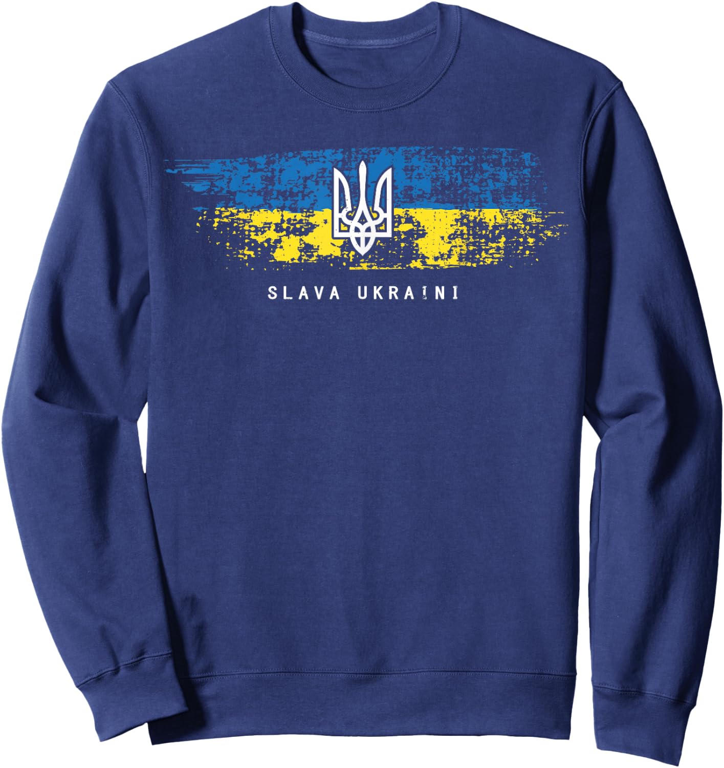 Slava Ukraini Shirt Ukrainian Flag Tryzub Military , black Sweatshirt - Sweatshirt | Navy