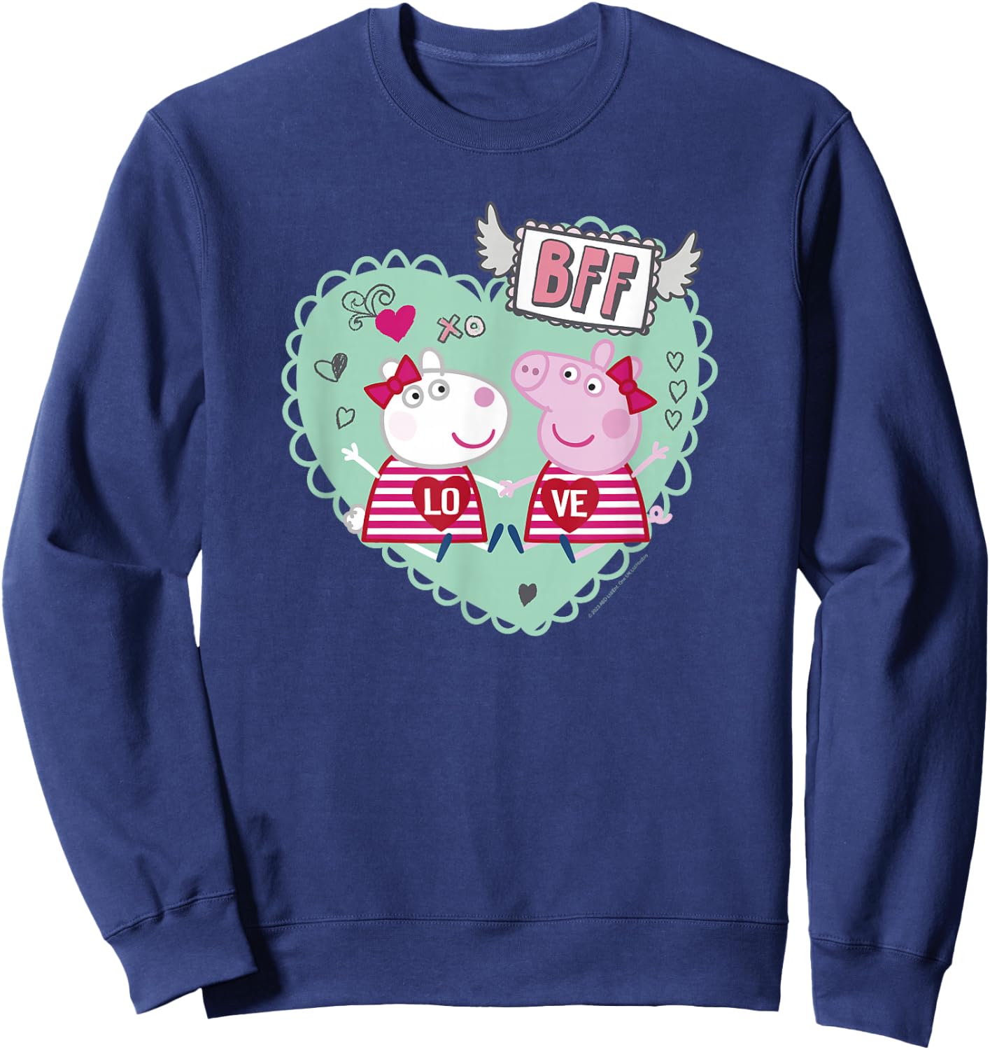 Peppa Pig Valentine's Day BFF Love Peppa & Suzy Heart Stamp Sweatshirt - Sweatshirt | Navy