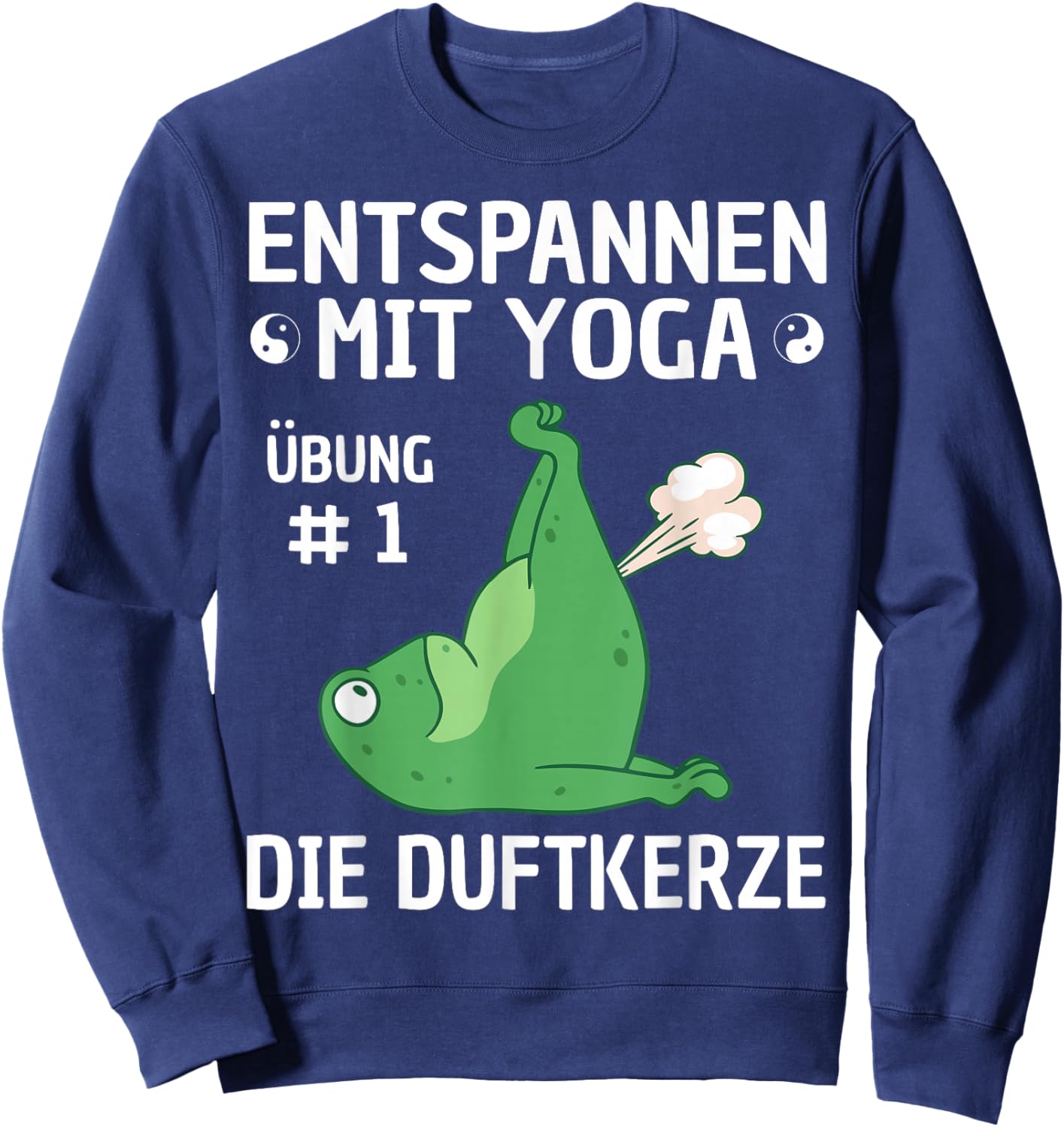 Relaxing with Yoga Frog Motif Funny Meditation Fitness , black Sweatshirt - Sweatshirt | Navy
