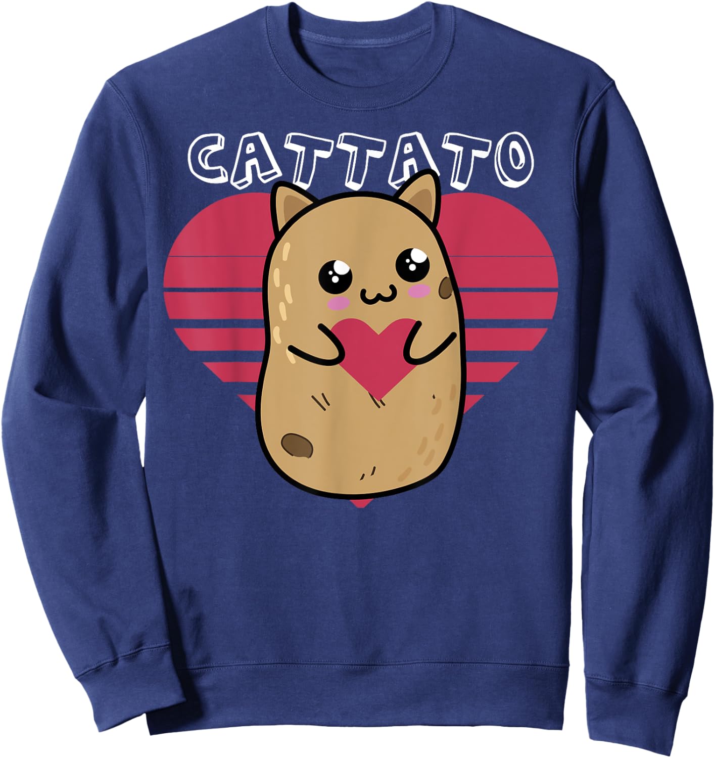 Cat Potato Cattato Hilarious Novelty design Women Sweatshirt - Sweatshirt | Navy