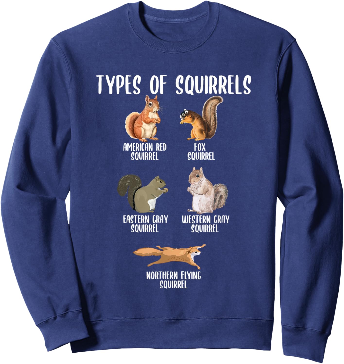 Types of Squirrels Identification Chart Educational Squirrel Sweatshirt - Sweatshirt | Navy