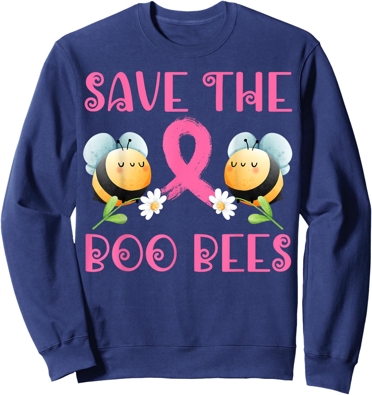 Save The Boo Bees Breast Warrior Survivor Cancer Awareness Sweatshirt - Sweatshirt | Navy