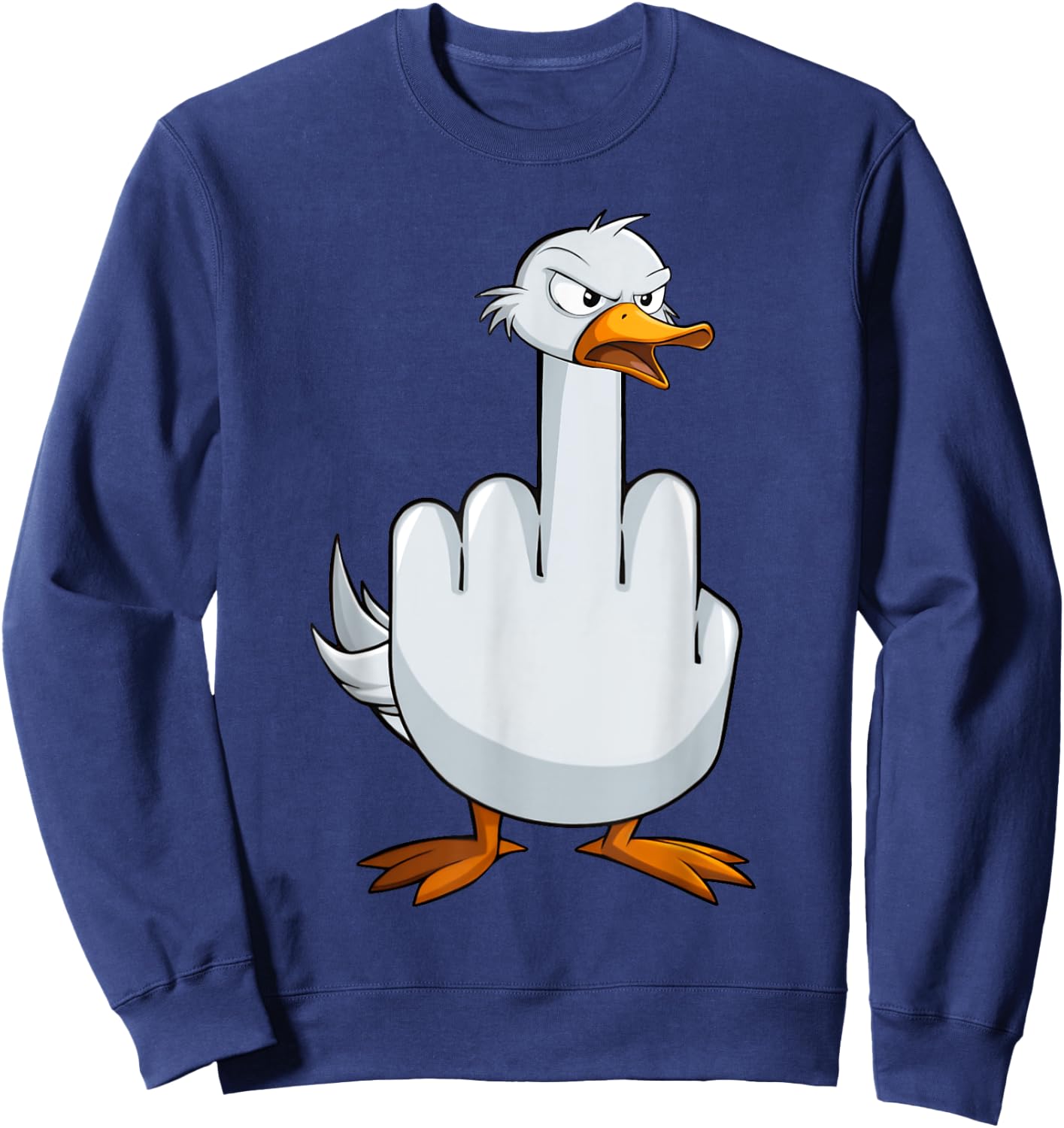 I Don't Give A Duck Middle Finger Funny Offensive Rude Duck Sweatshirt - Sweatshirt | Navy