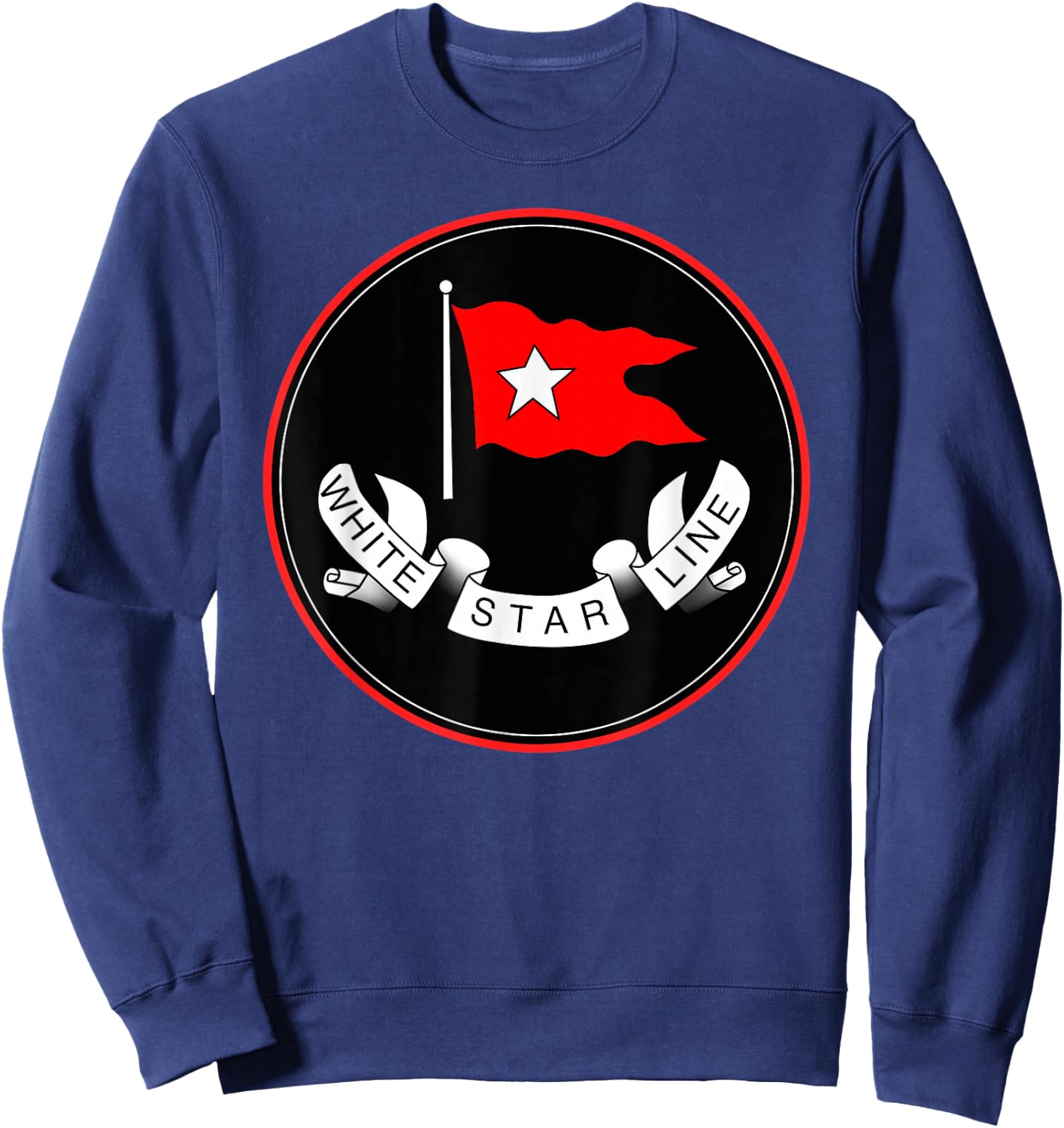Retro Vintage White Star Line Sweatshirt - Sweatshirt | Navy