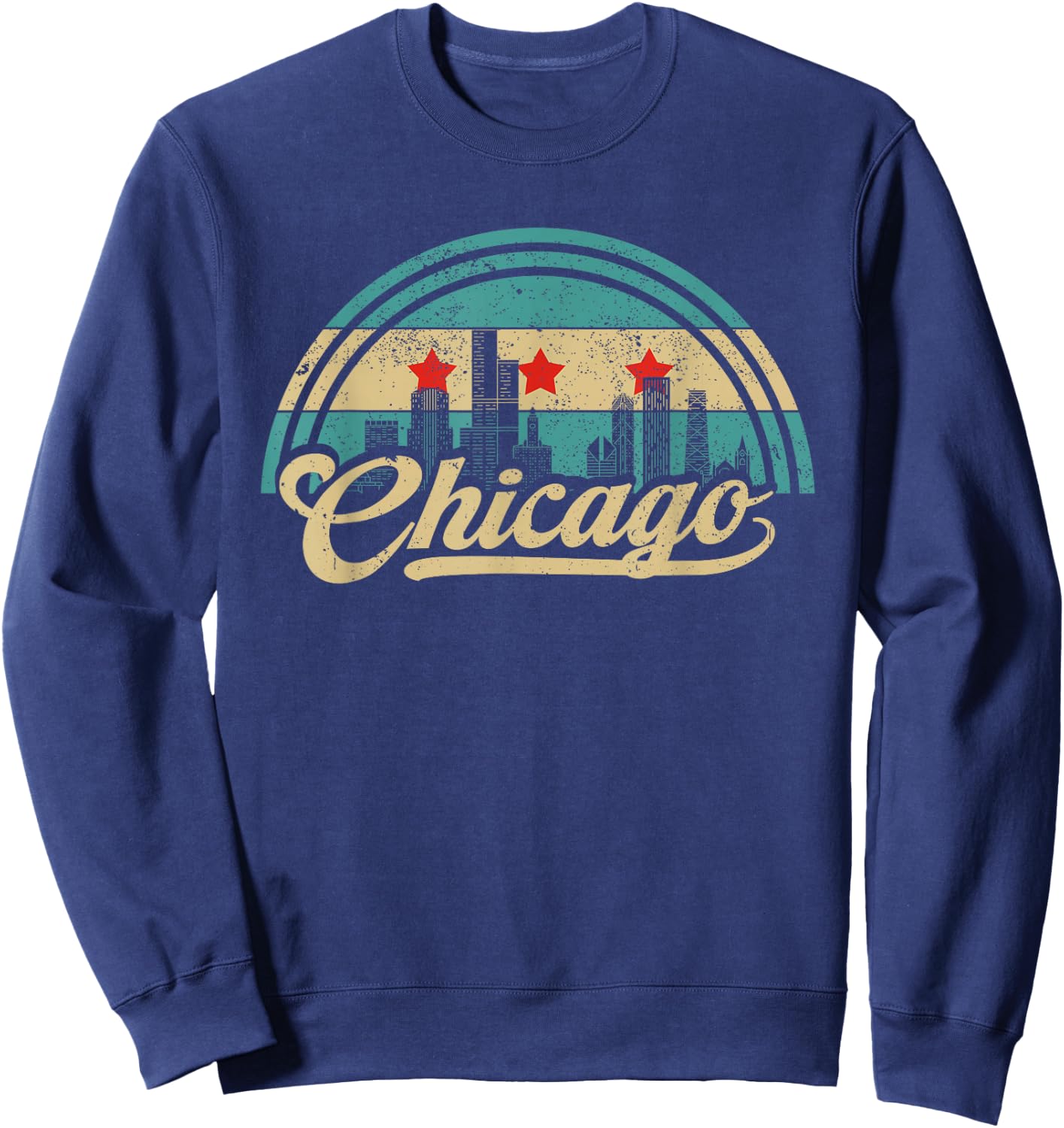 Chicago Flag Skyline Vintage USA Chicago Flag Illinois USA Sweatshirt - Sweatshirt | Navy