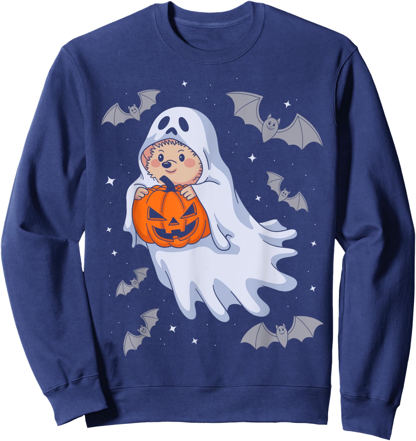 Funny Ghost Hedgehog Lovers Spooky Halloween Pumpkin Costume Sweatshirt - Sweatshirt | Navy