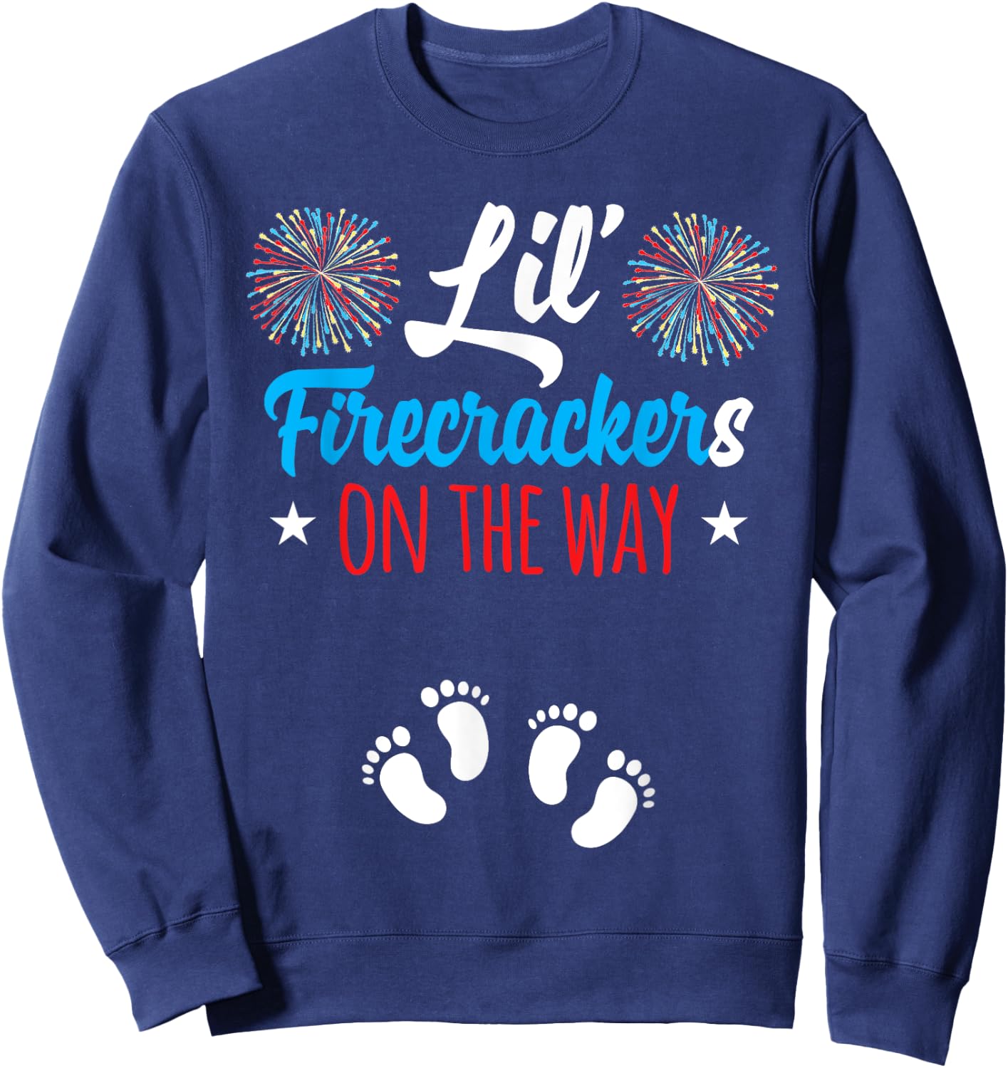 Mom of Twins Pregnancy Announcement 4th of July Pregnancy Sweatshirt - Sweatshirt | Navy