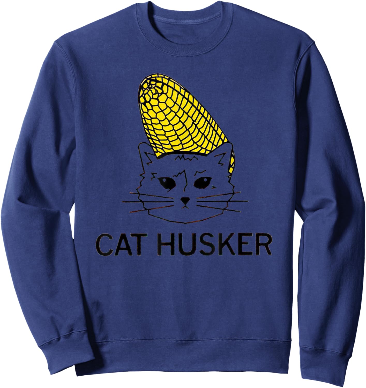 Cat Husker Corn Funny Women Sweatshirt - Sweatshirt | Navy