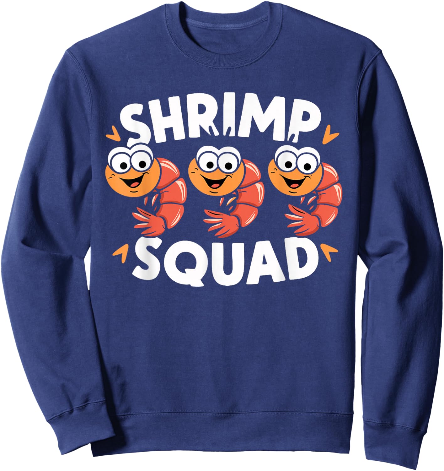 Kids Shrimp Shirts for Shrimp Lovers Shrimp Squad | -Kids Black Cartoon Lover Kids Sweatshirt - Sweatshirt | Navy