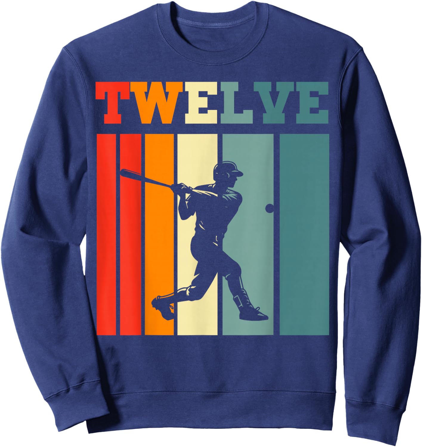 Retro Twelve Baseball 12th Bday Party 12 Years Old Sweatshirt - Sweatshirt | Navy