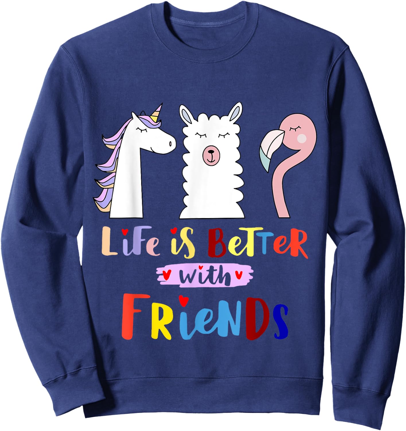 Das Leben besser mit mein Freunde - Llama Unicorn Flamingo Sweatshirt - Sweatshirt | Navy