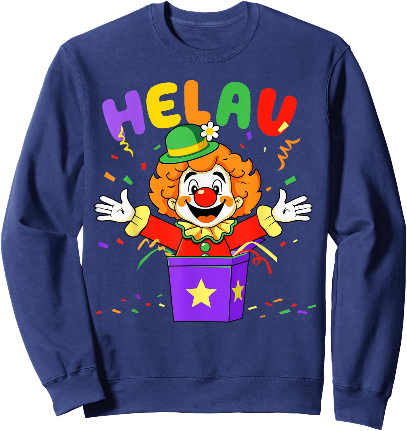 Helau Clown in Box Costume for Carnival Fancy Dress Sweatshirt - Sweatshirt | Navy