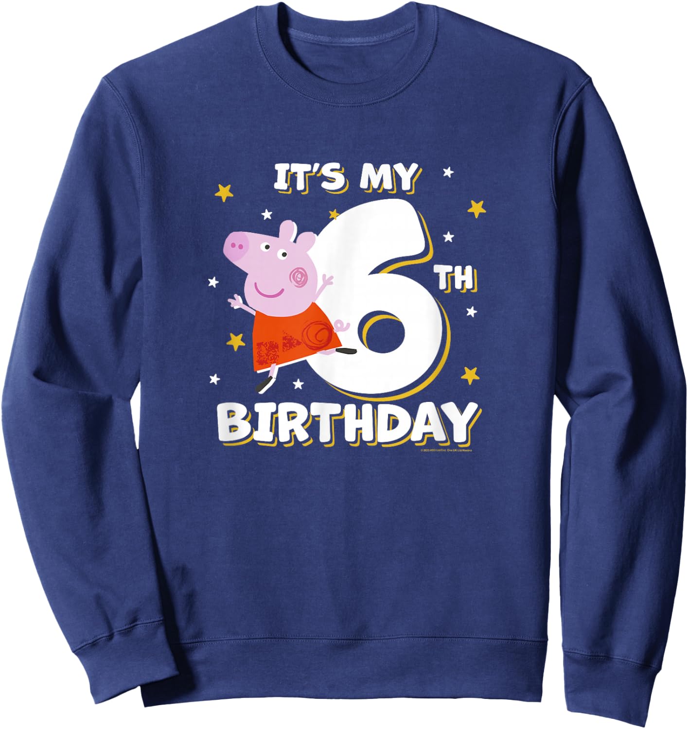 Peppa Pig It's My 6th Birthday Holiday Stars Celebration Sweatshirt - Sweatshirt | Navy
