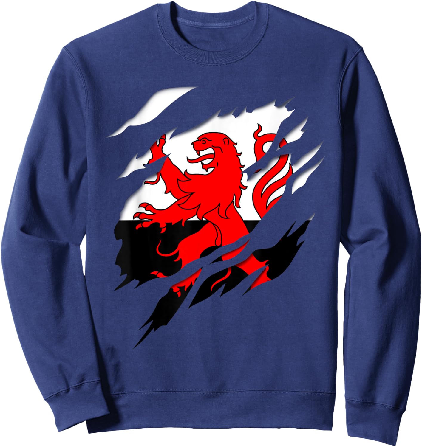 Flag Poitou Crest Torn 3D Effect France , Black, S Sweatshirt - Sweatshirt | Navy