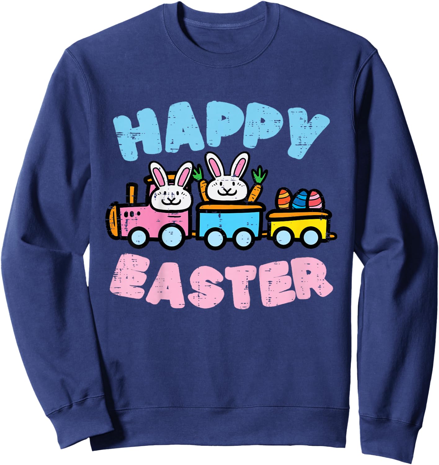 Kids Happy Easter Train Bunny Cute Spring Boys Kids Toddler Youth Sweatshirt - Sweatshirt | Navy