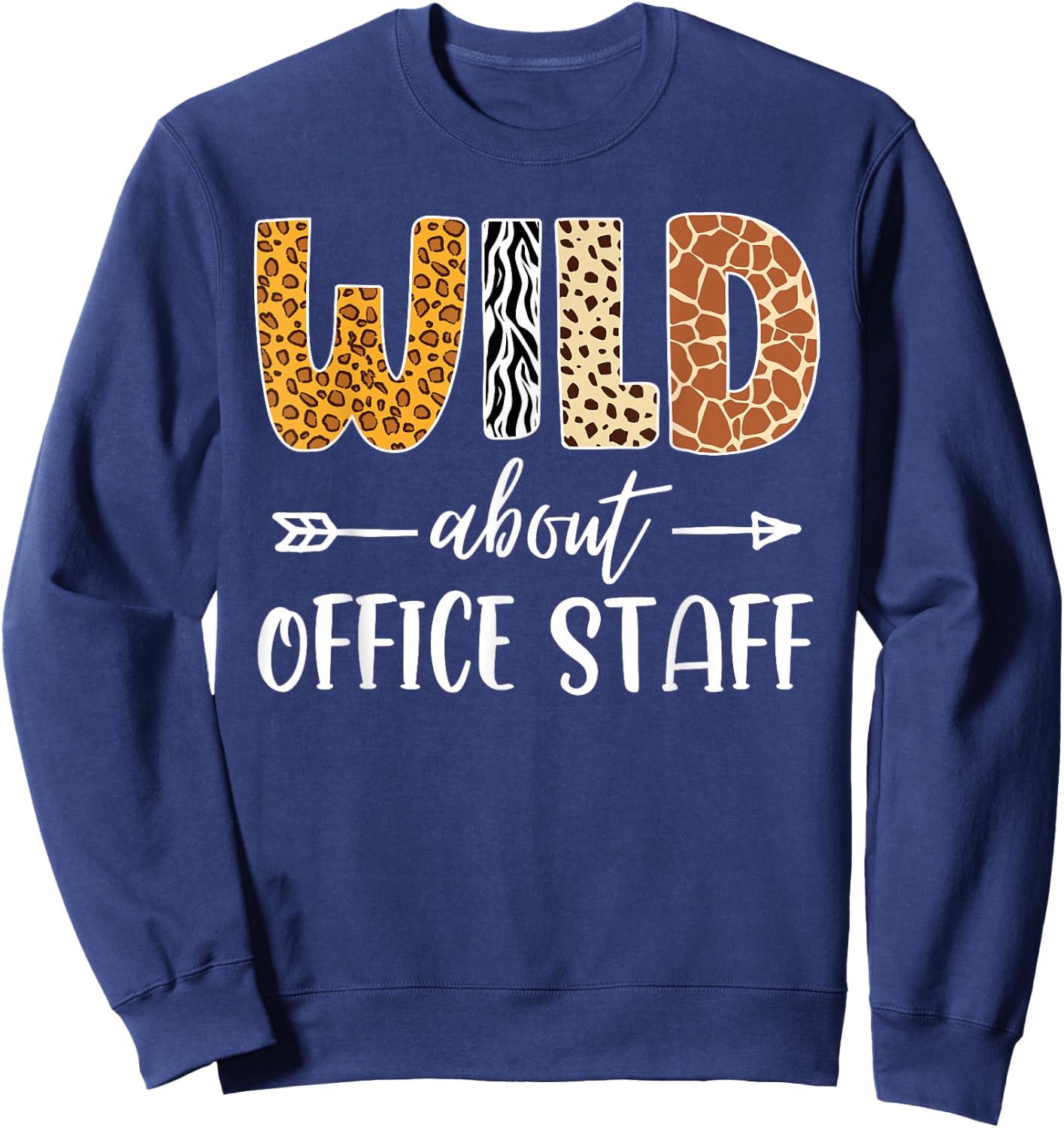 Wild About Office Staff Leopard Teacher Back to School Kids Sweatshirt - Sweatshirt | Navy