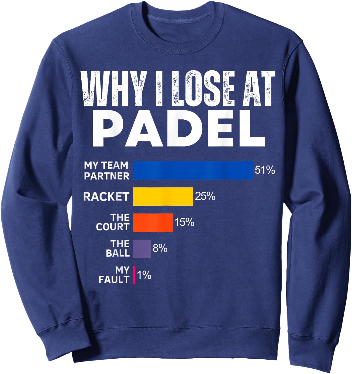 Why I Lose at Padel Tennis Funny Excuses and Men Sweatshirt - Sweatshirt | Navy