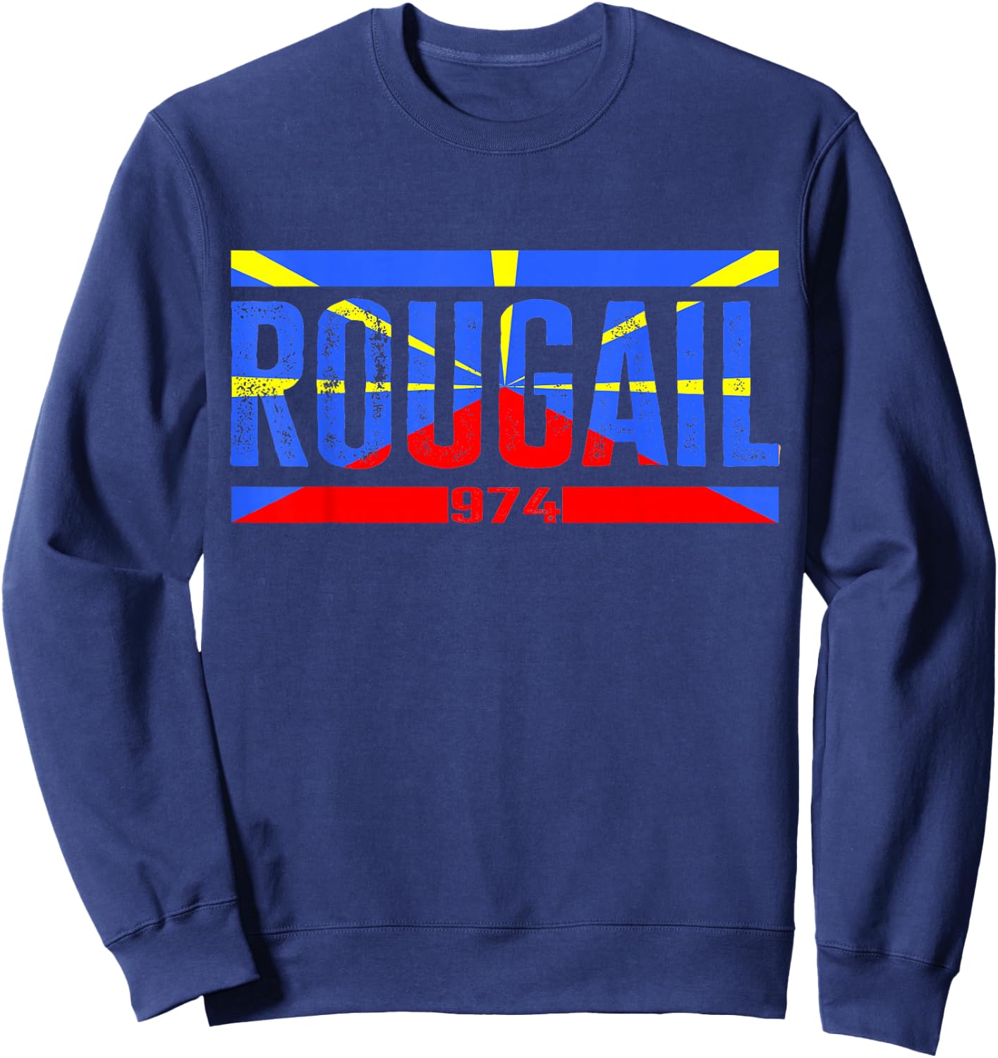 Island of the Réunion 974 representing Creole Rouge Flag , Black Sweatshirt - Sweatshirt | Navy