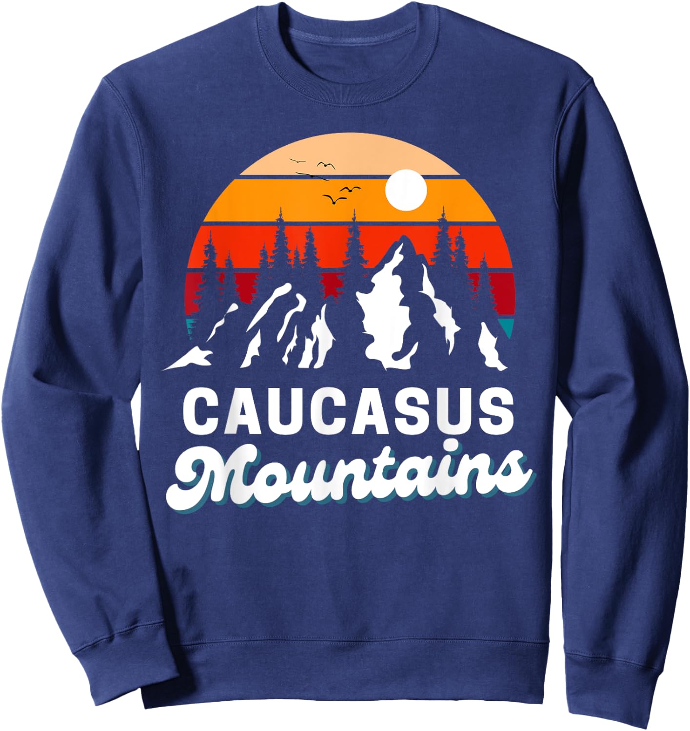 Caucasus Mountains Outdoor Hiking Nature Retro Souvenir Sweatshirt - Sweatshirt | Navy
