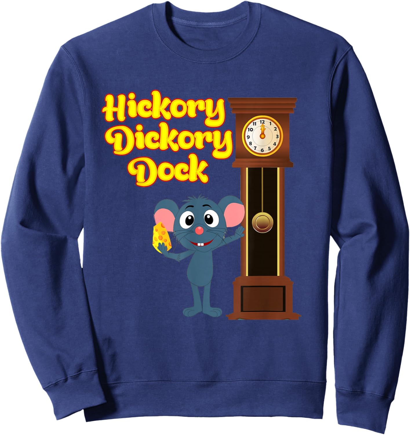 Hickory Dickory Dock Nursery Rhyme Adults and Kids Sweatshirt - Sweatshirt | Navy