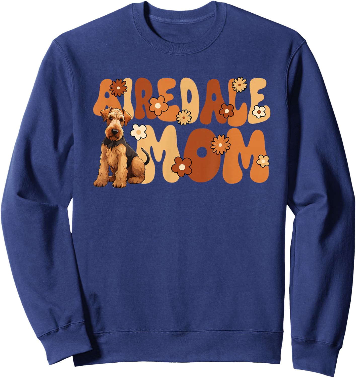 Airedale Terrier Groovy World's Best Airedale Mom Sweatshirt - Sweatshirt | Navy