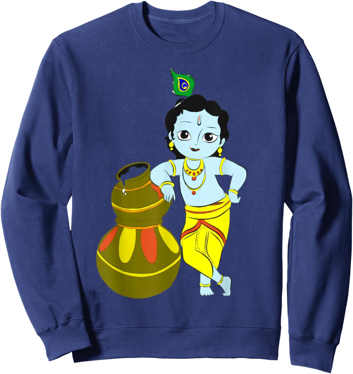 Yoga Meditation Spiritual Hindu God Krishna Sweatshirt - Sweatshirt | Navy