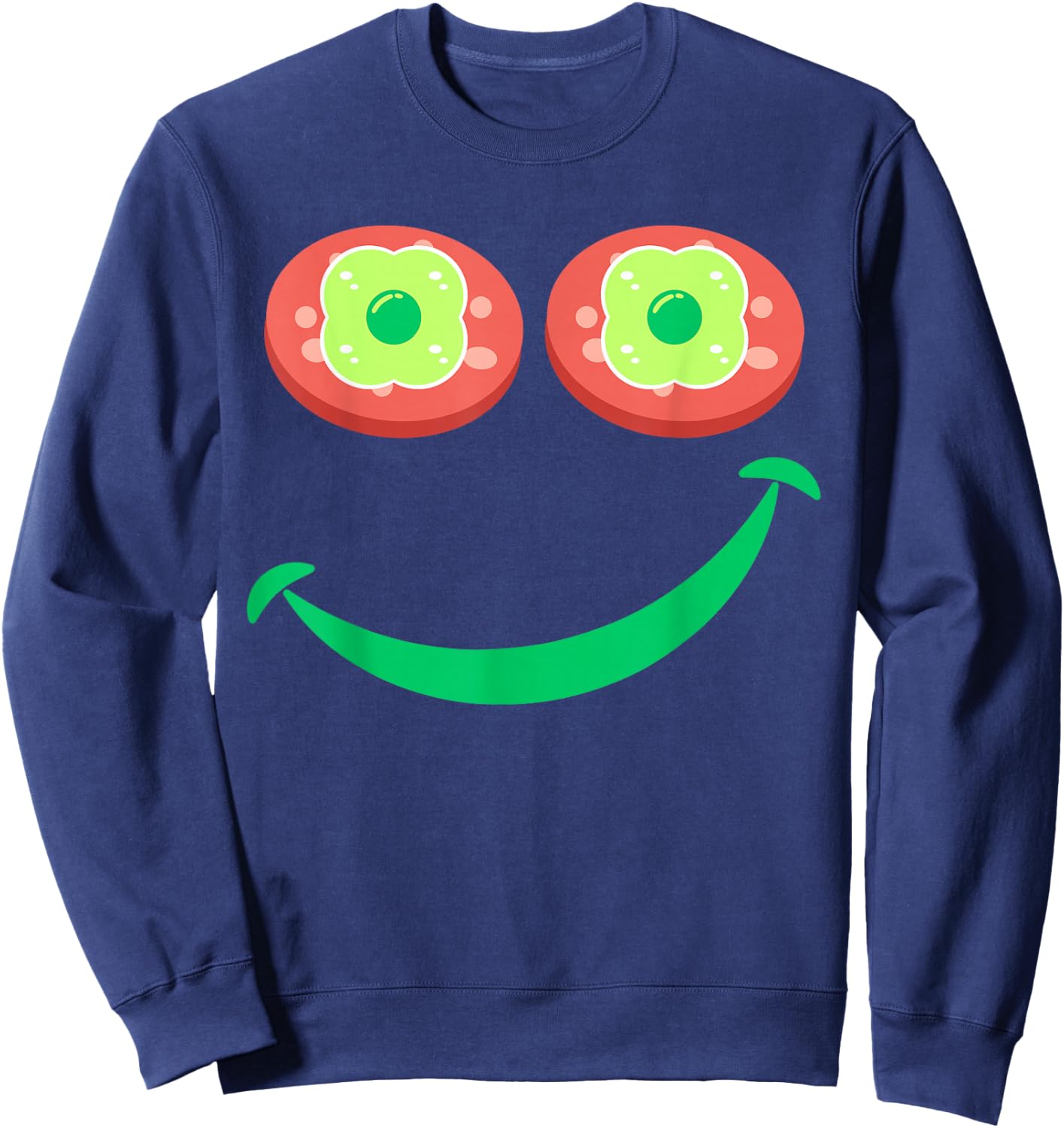 Funny Breakfast Eggs Green Smile Ham Face Sweatshirt - Sweatshirt | Navy