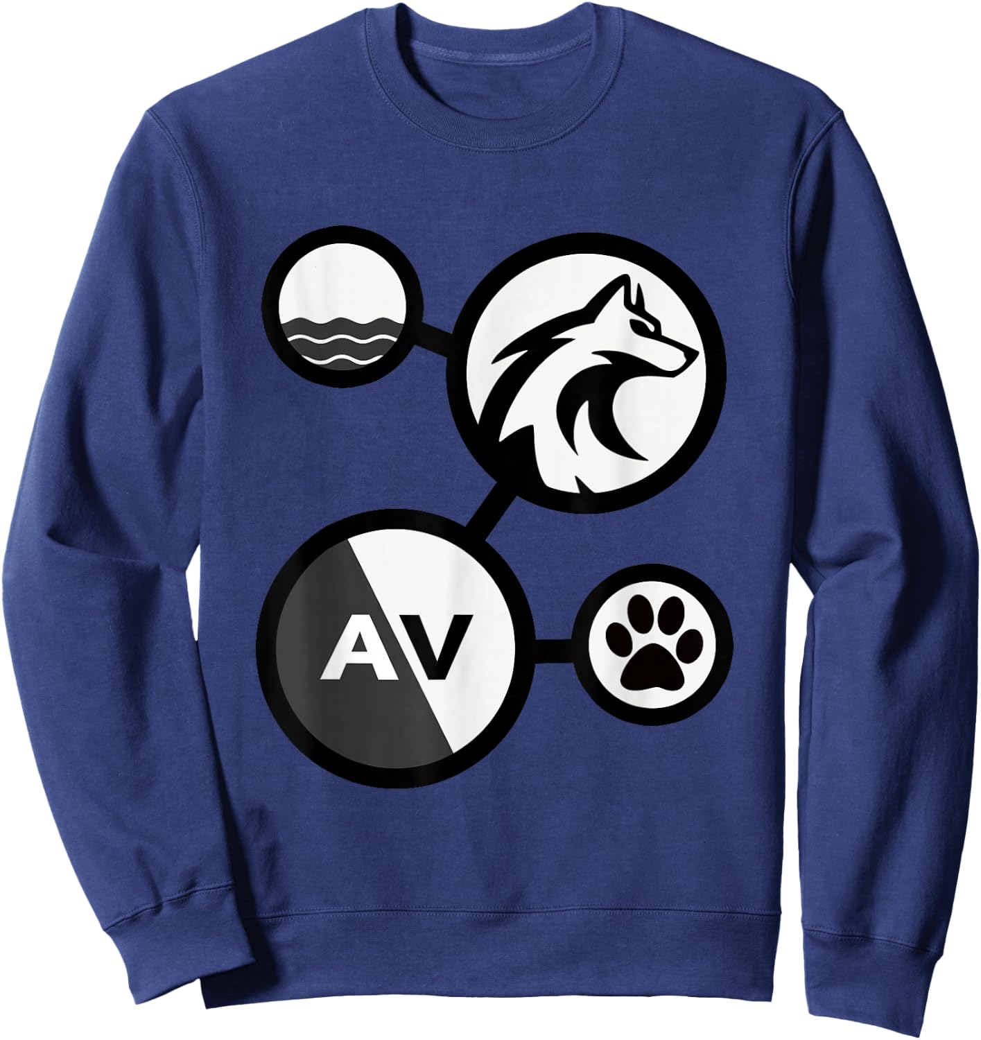 WaterWolf Community Adults , Black, Small, Short Sleeve, Cotton 65% Polyester 35%, , Graphic, Modern, Lightweight, Double Cuff, Stretchable, Casual Wear, Alpha Size Sweatshirt - Sweatshirt | Navy