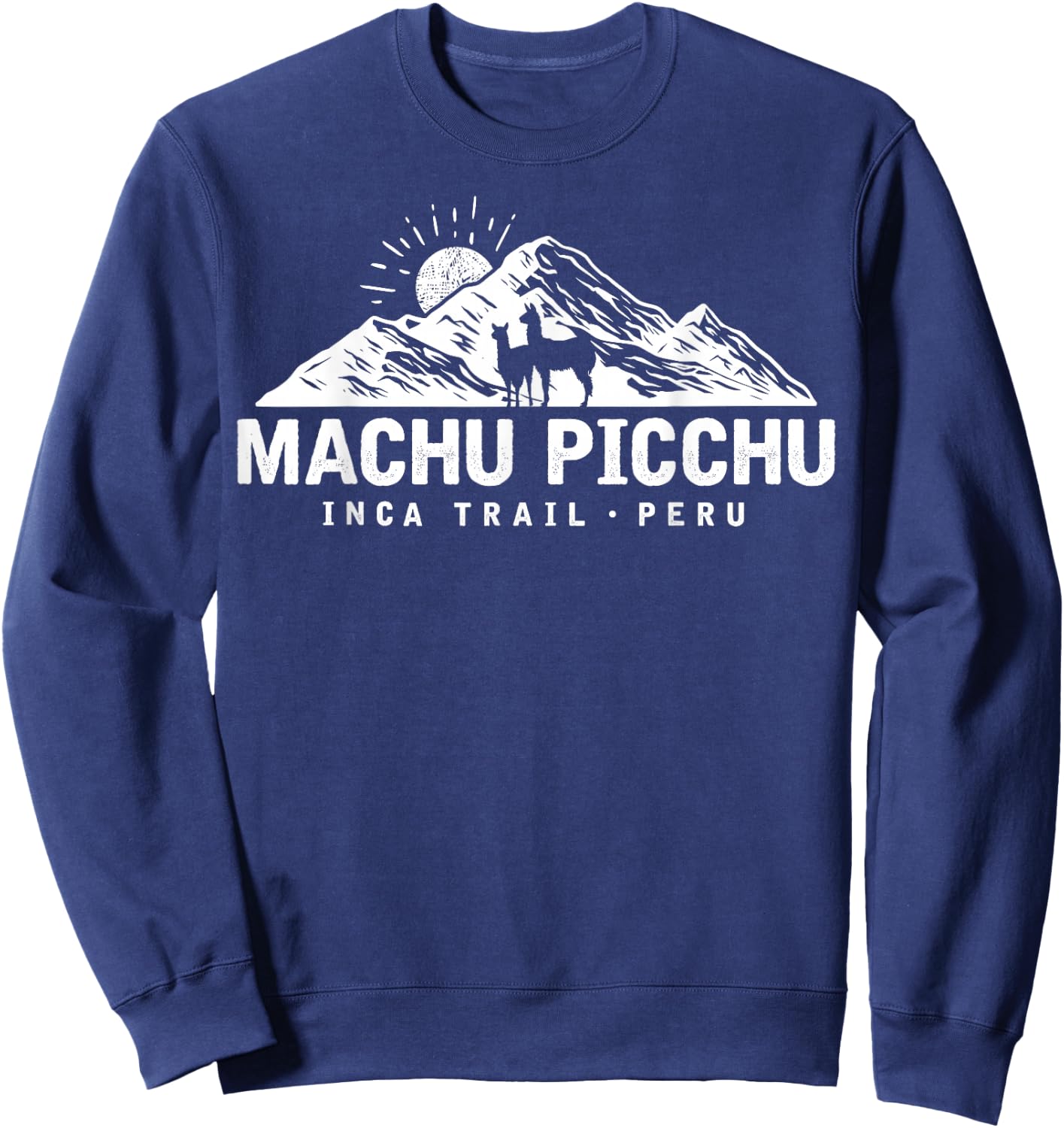 Machu Picchu Retro Llama - Cuzco Peru - Peru Inca Trail Sweatshirt - Sweatshirt | Navy